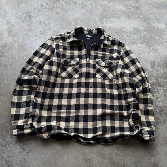 American Vintage Other - Vintage 90's black and white 100% cotton quarter zip thermal flannel  shirt